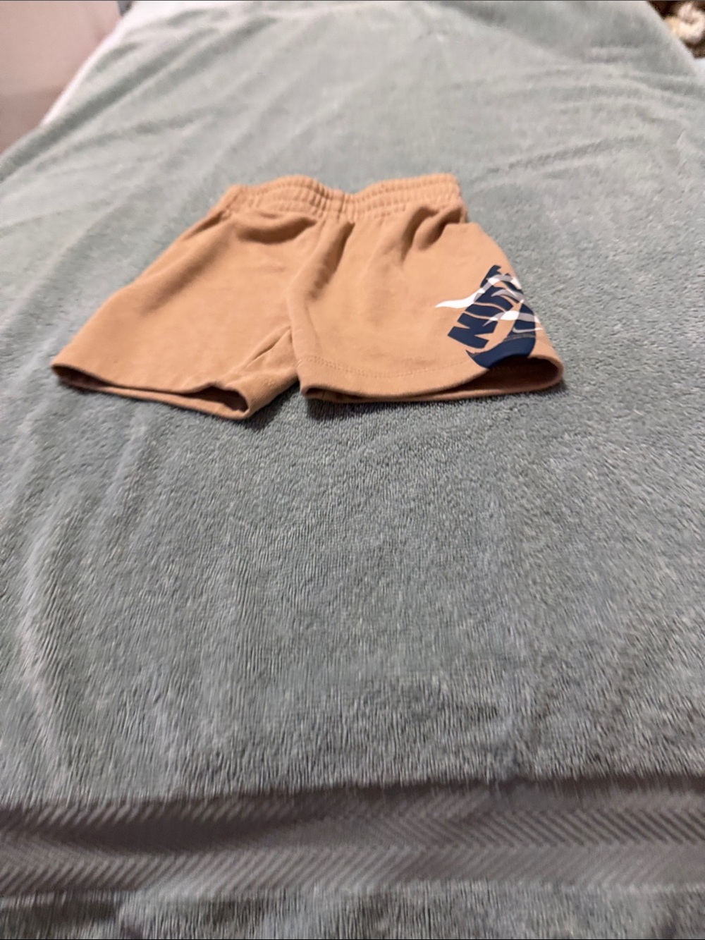 Nike Men’s Tan Athletic Shorts with Navy Logo
